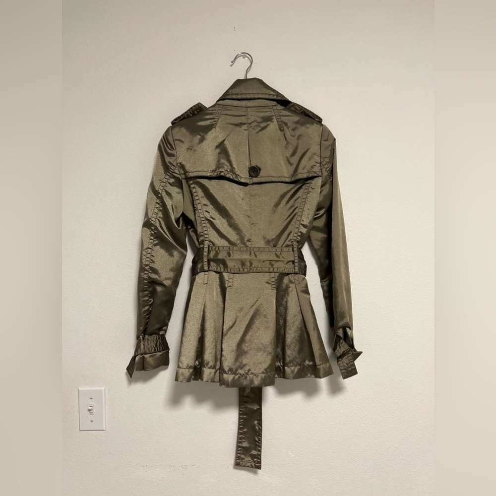 Zara Basic Double Breasted Metallic Olive Green C… - image 2